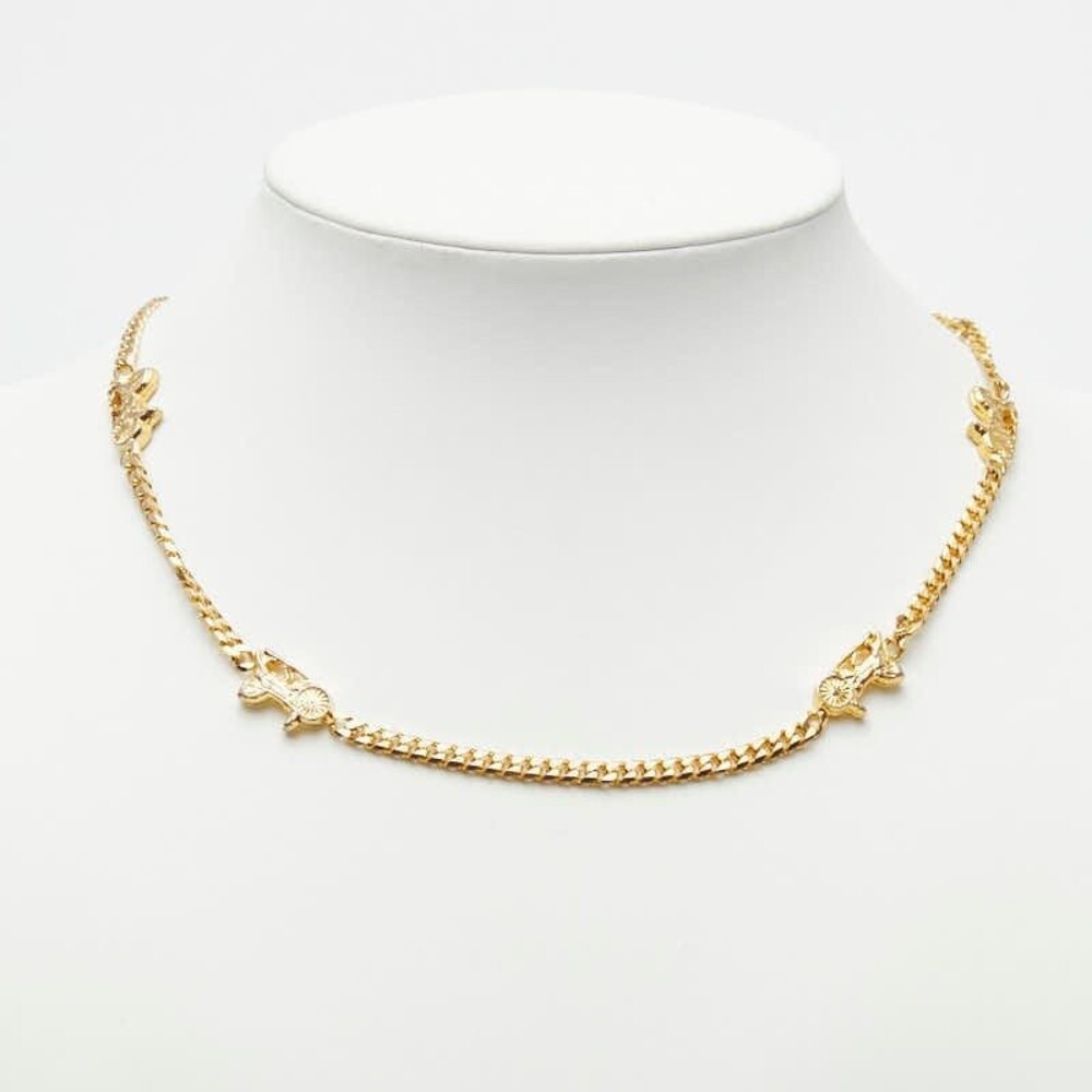 Celine Carriage Motif Vintage Plated Necklace Gold